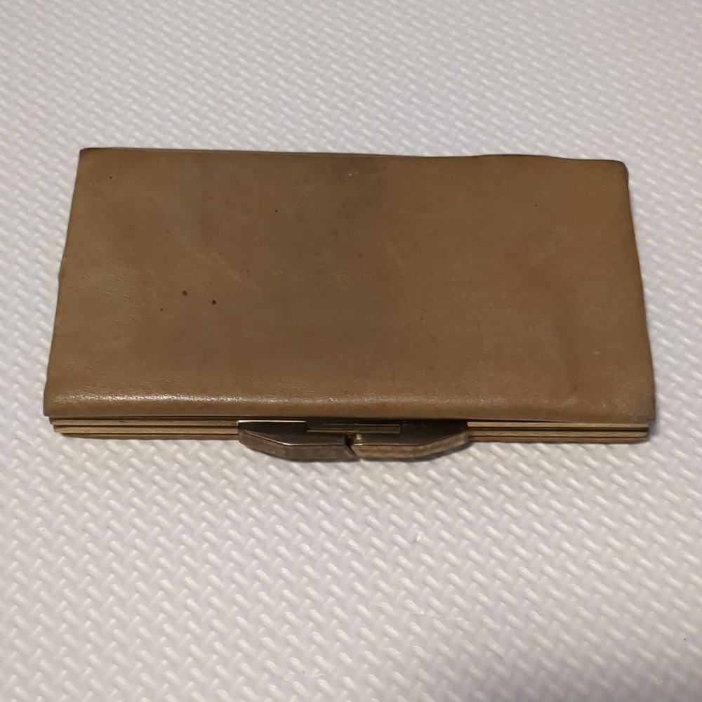 LEATHER Tan / green wallet - Picture 3 of 6